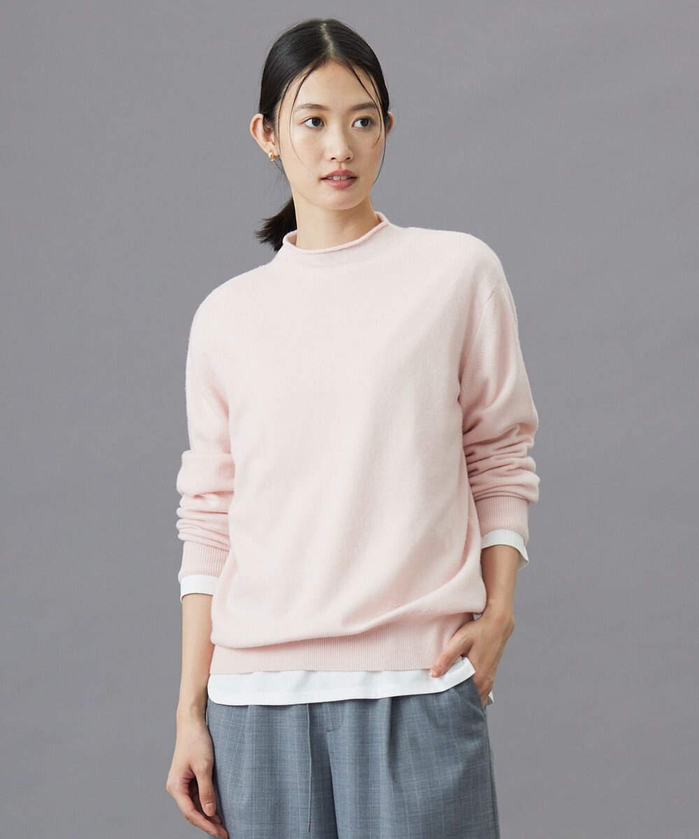 J.PRESS LADIES L 【洗える】CASHMERE BLEND スタンドカラー ニット ピンク系