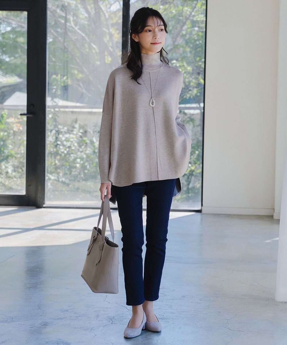 Tiaclasse 【洗える】リバーシブルWフェイスポンチョ風ニット 