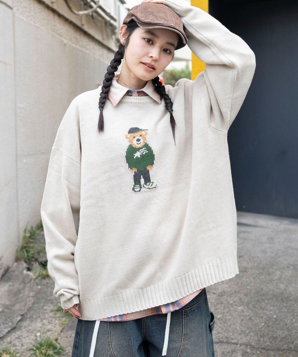 WEGO 【ユニセックス着用ITEM/MLサイズ展開】ジャガードアニマルプルオーバー 