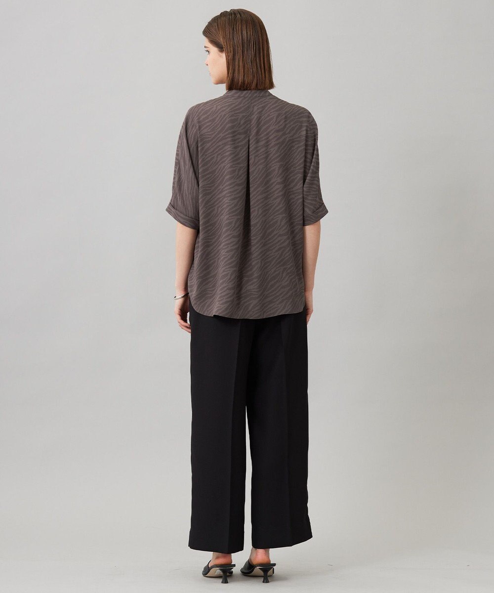 ICB L 【人気のため新色追加・接触冷感・UVケア・速乾・洗える】BackSatinAmunzen 5分袖バンドカラーブラウス 