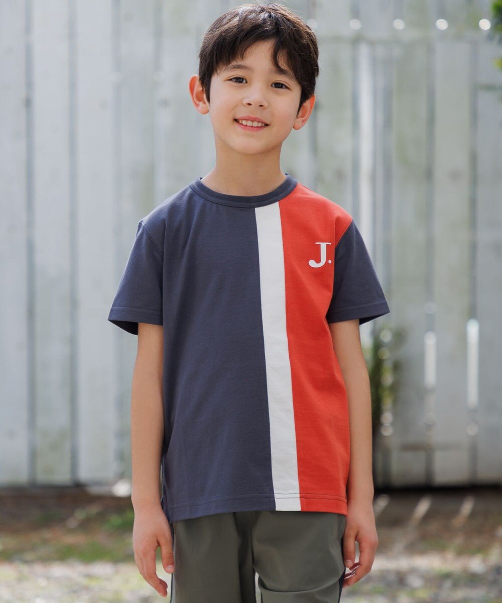 J.PRESS KIDS 【100-130cm】50/2 トリコストライプ 切替Tシャツ 