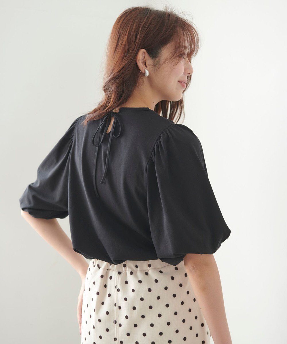 Feroux 【UVケア】バックリボンボリュームスリーブ Tシャツ 