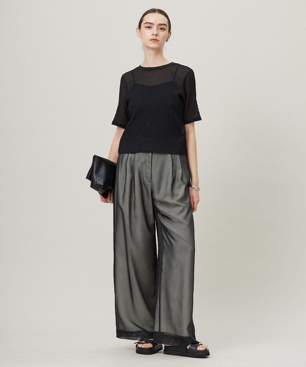 ICB 【洗える】 シャイニーサッカー クロップドトップス 