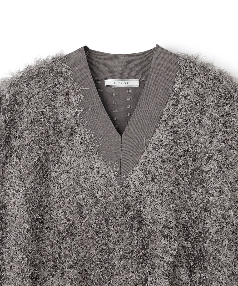 BEIGE， LYCORIS / カットフリンジ Vネックニット 