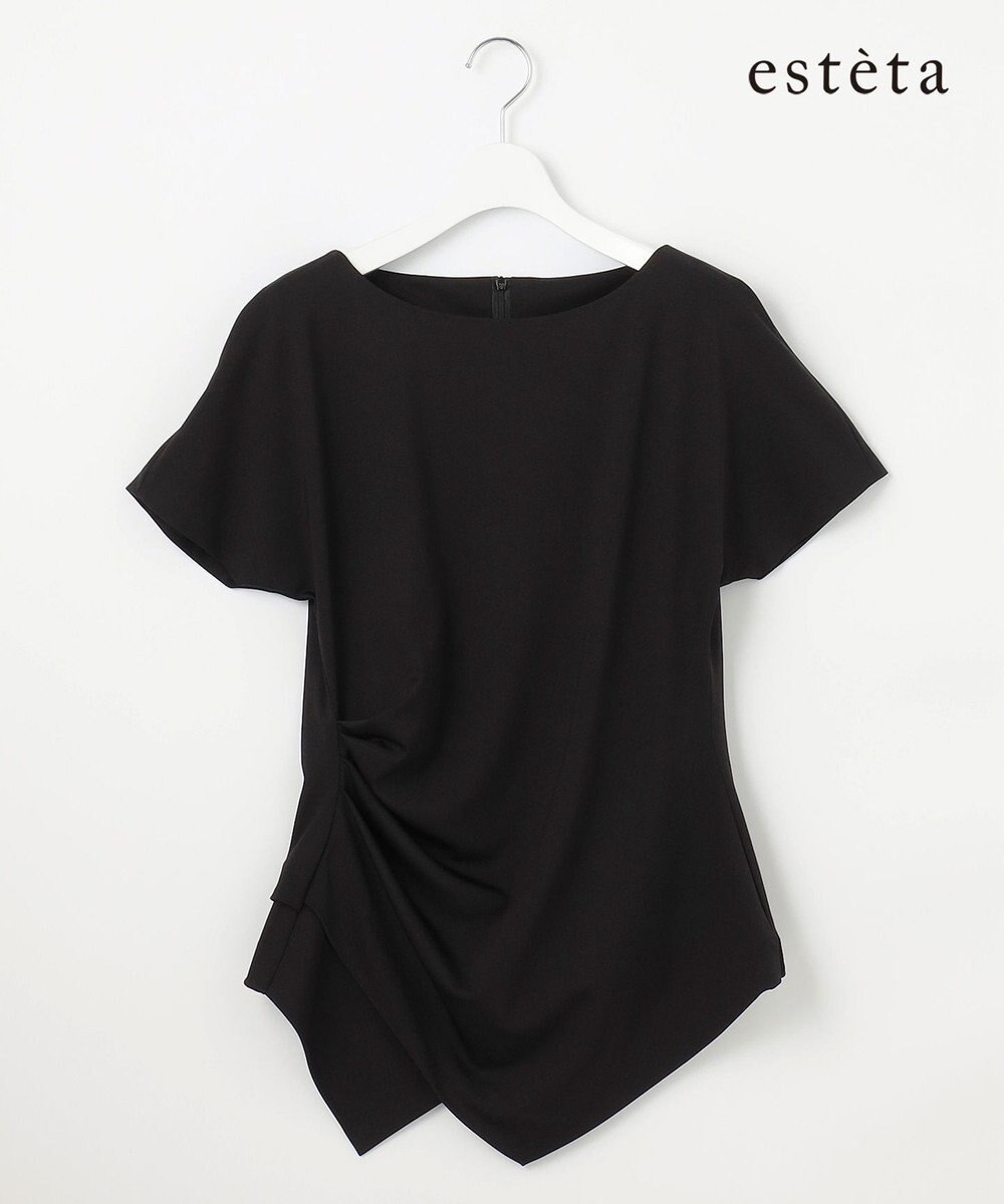 23区 L 【エステータ】トリアセストレッチクロス タック ブラウス 