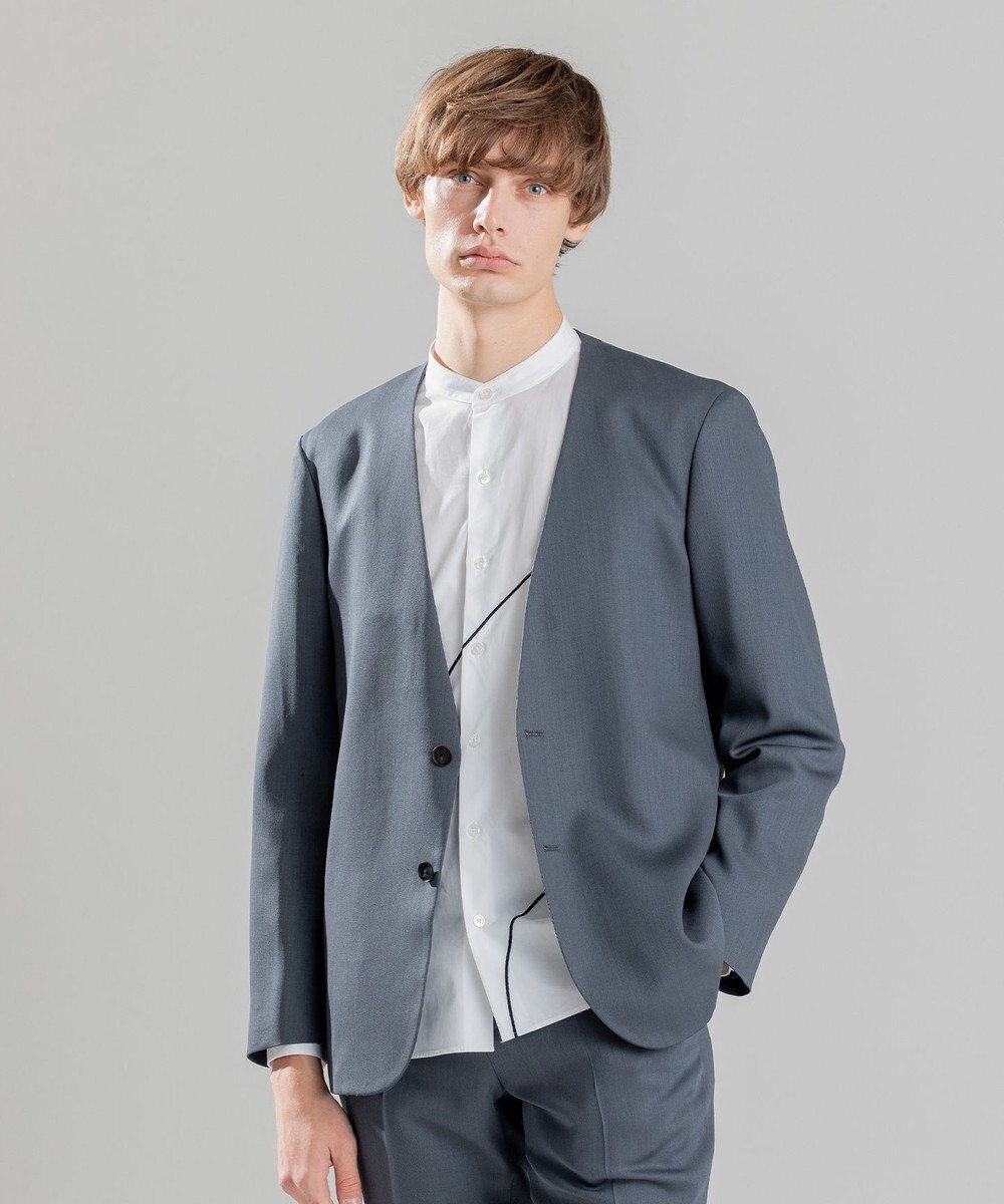 JOSEPH HOMME 【洗えるWOOLセットアップ】ウーステッドバラシャ　ノーカラージャケット 