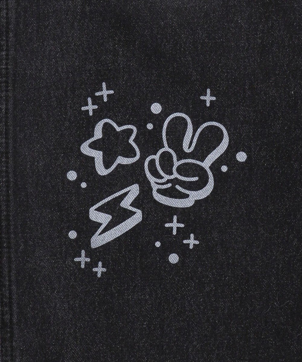 WEGO 【ウエスト紐で調整】イージーペインターグラフィックデニムパンツ 