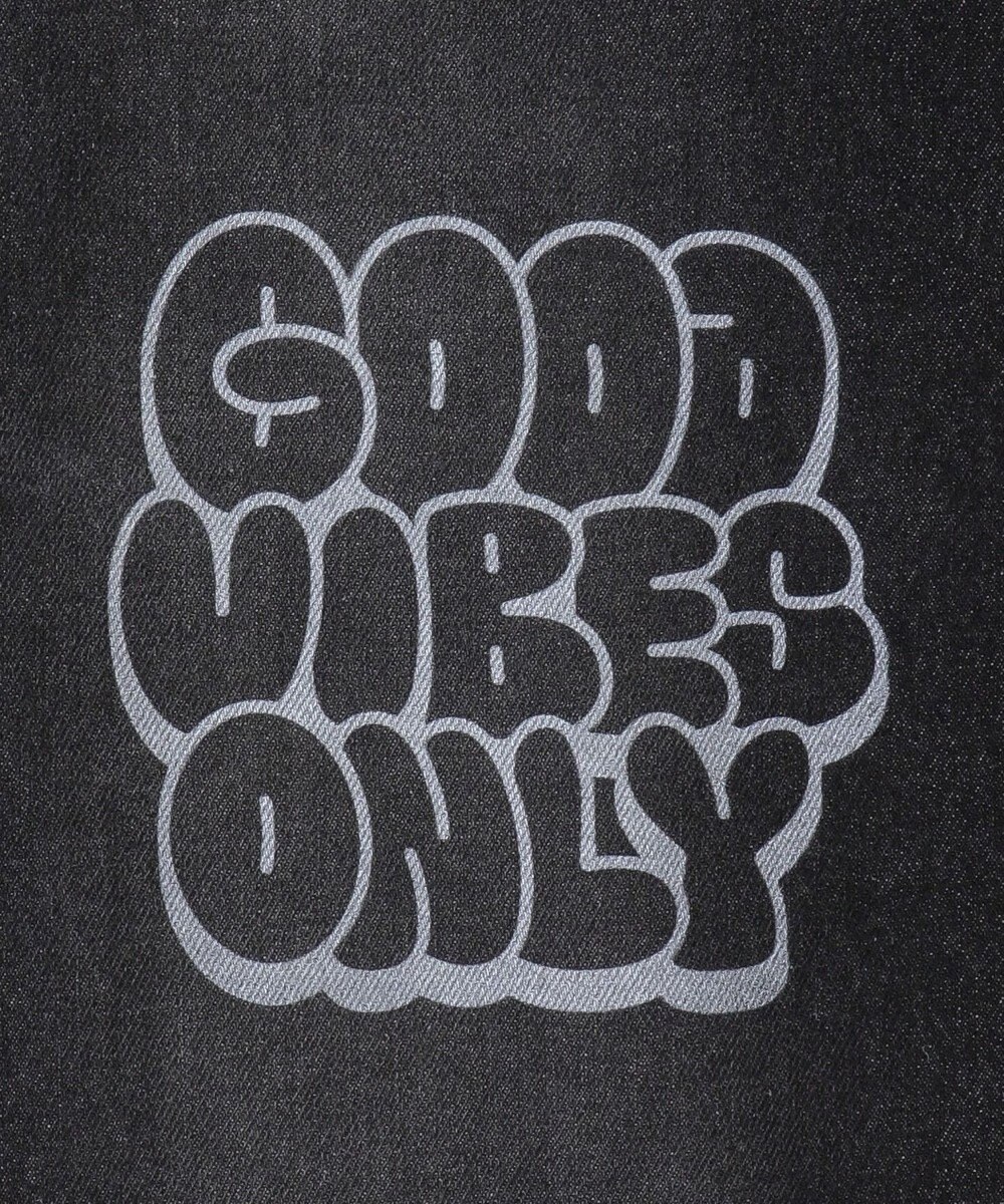 WEGO 【ウエスト紐で調整】イージーペインターグラフィックデニムパンツ 