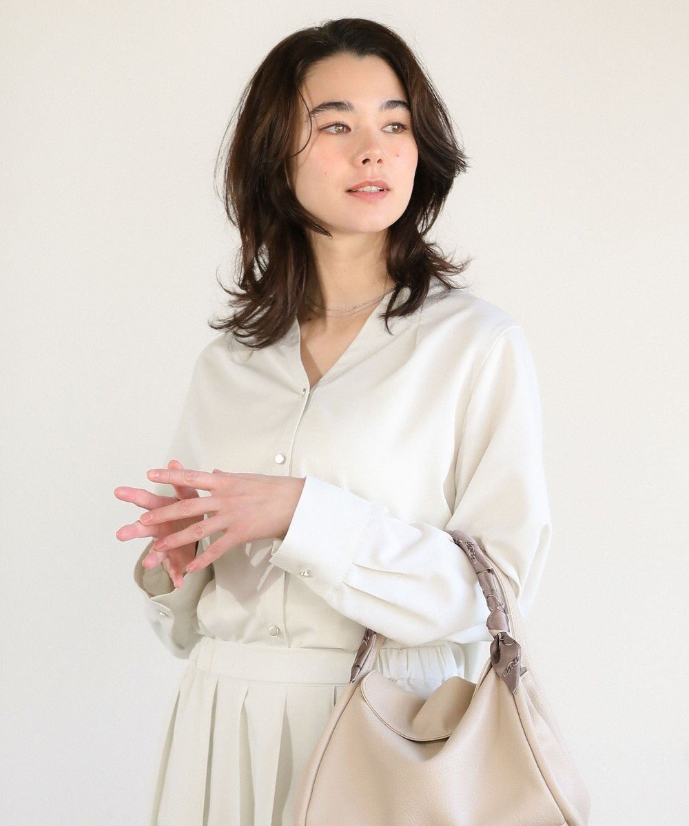 Green Parks ＳＥＴ２点スキッパーブラウス＋プリーツスカート 