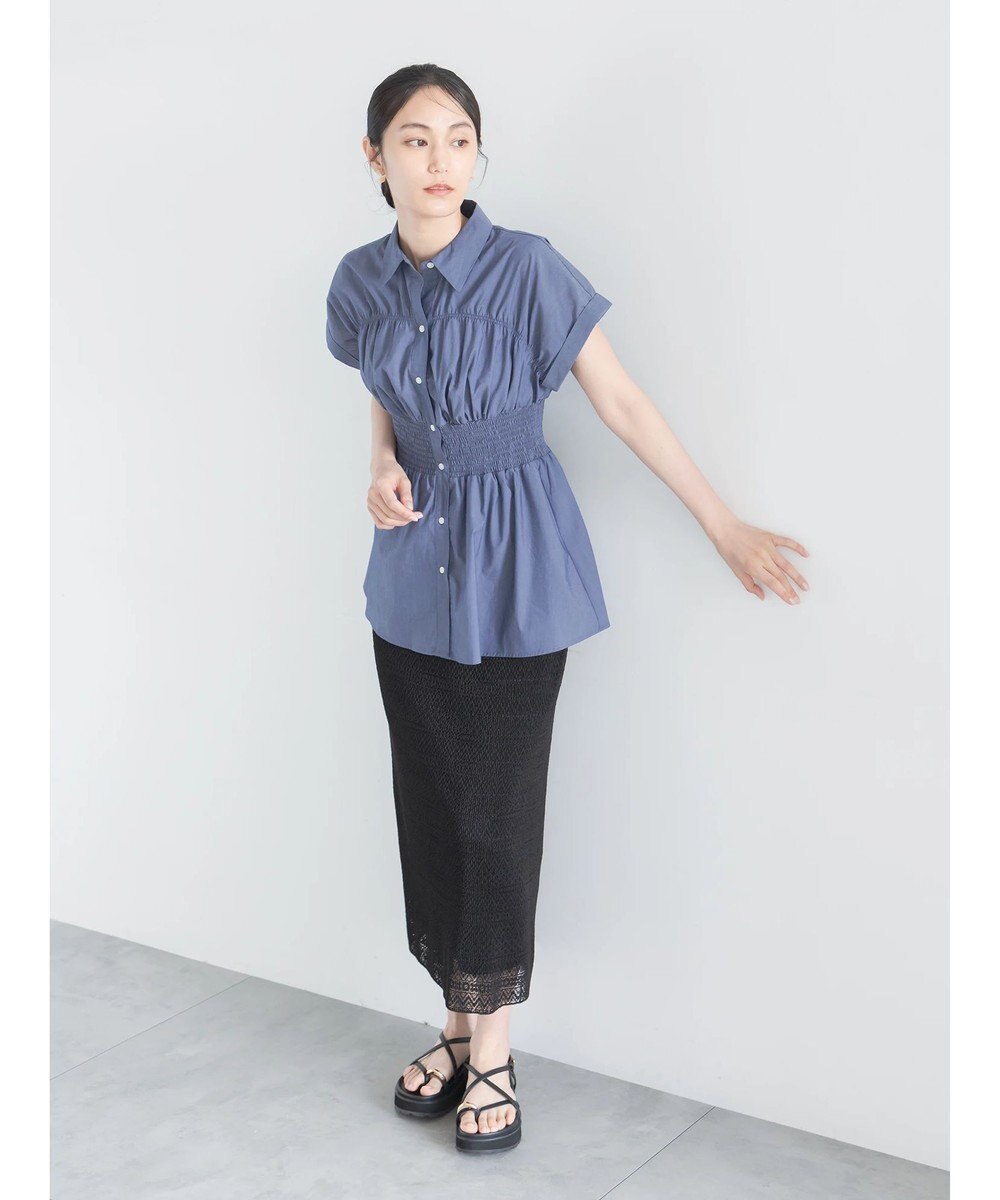 Te chichi 【接触冷感】ターンバックスリーブシャーリングブラウス 
