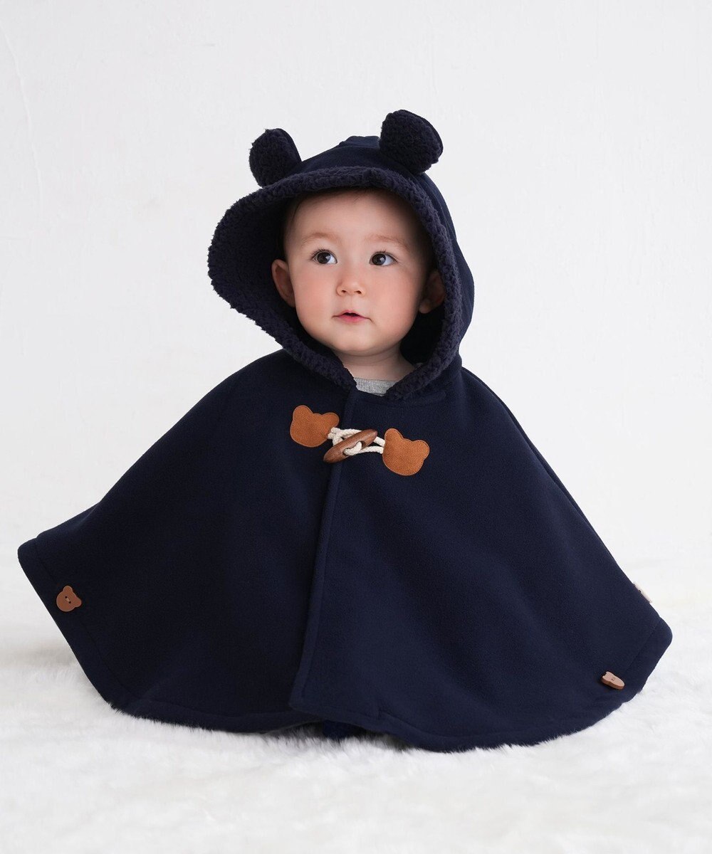 MIKI HOUSE HOT BISCUITS 【70-90cm】 お耳付きボアフリース ダッフルマント 