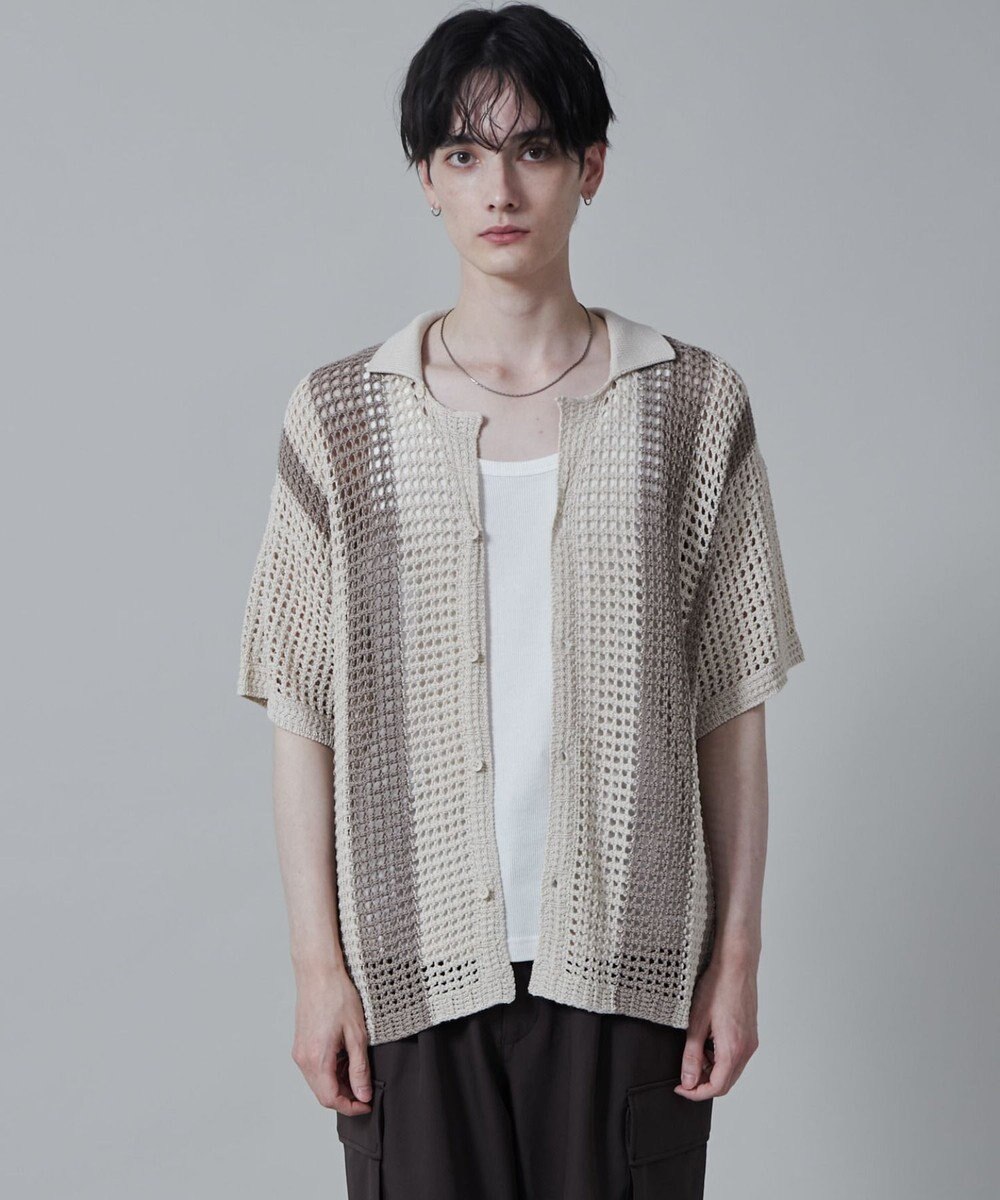 WEGO マルチストライプニットシャツ（S） 