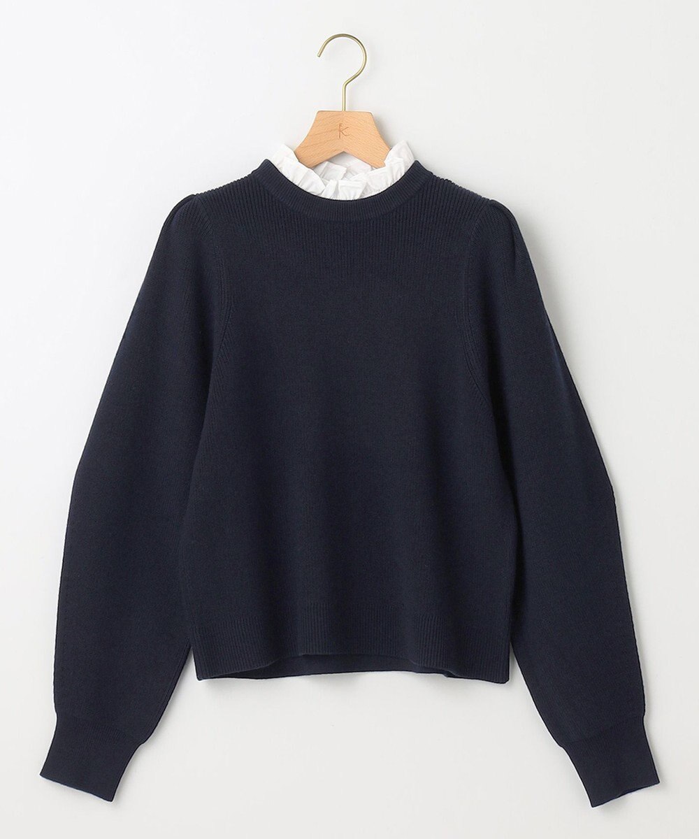 組曲 L 【WEB限定】襟付き片畔ニットプルオーバー 