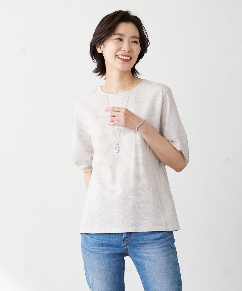 J.PRESS LADIES L 【WEB限定カラーあり・抗菌消臭・吸水速乾】サッカージャージー ボリュームスリーブ カットソー 