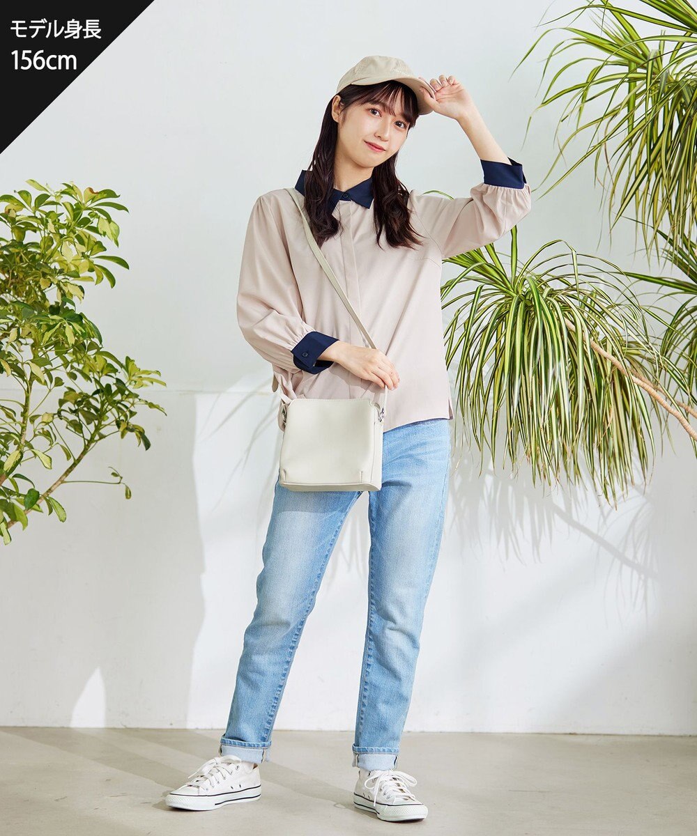 Tiaclasse 【洗える】配色パフスリーブシャツブラウス 