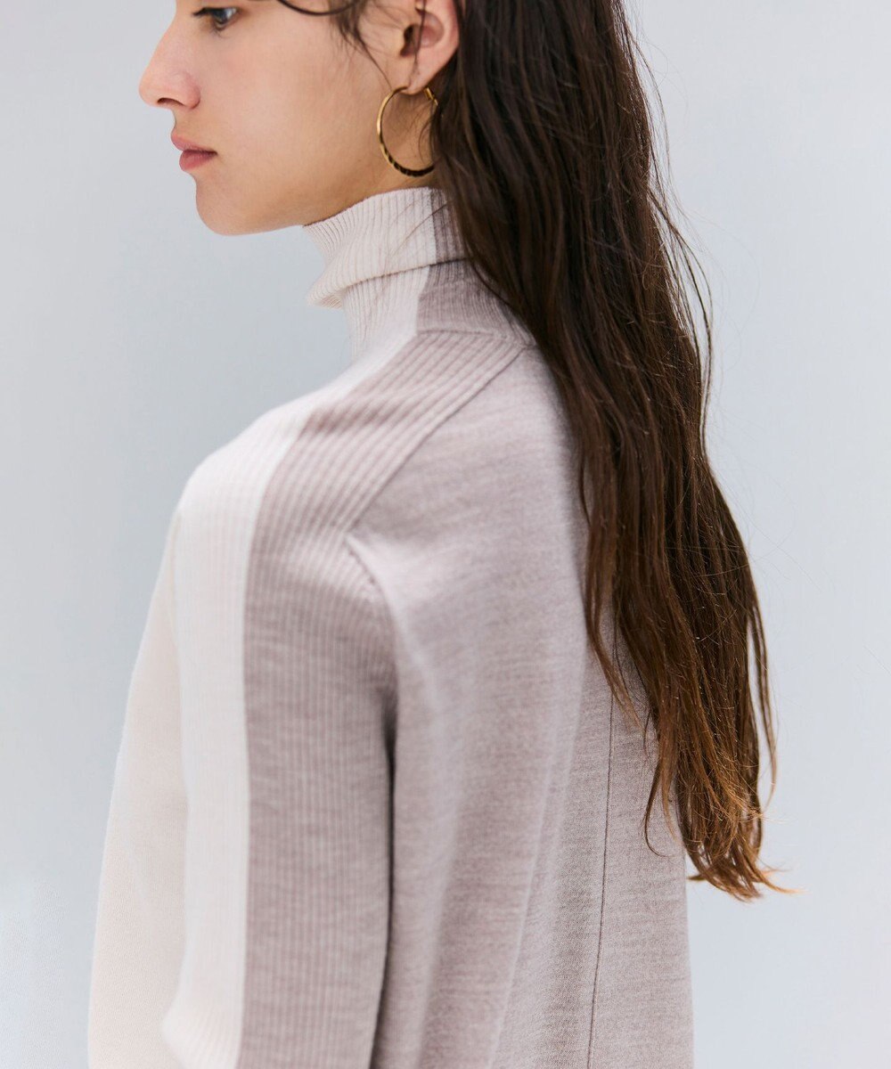 BEIGE， 【洗える・VERY NaVY12月号掲載】LA MONNAIE / バイカラーウールタートルニット 