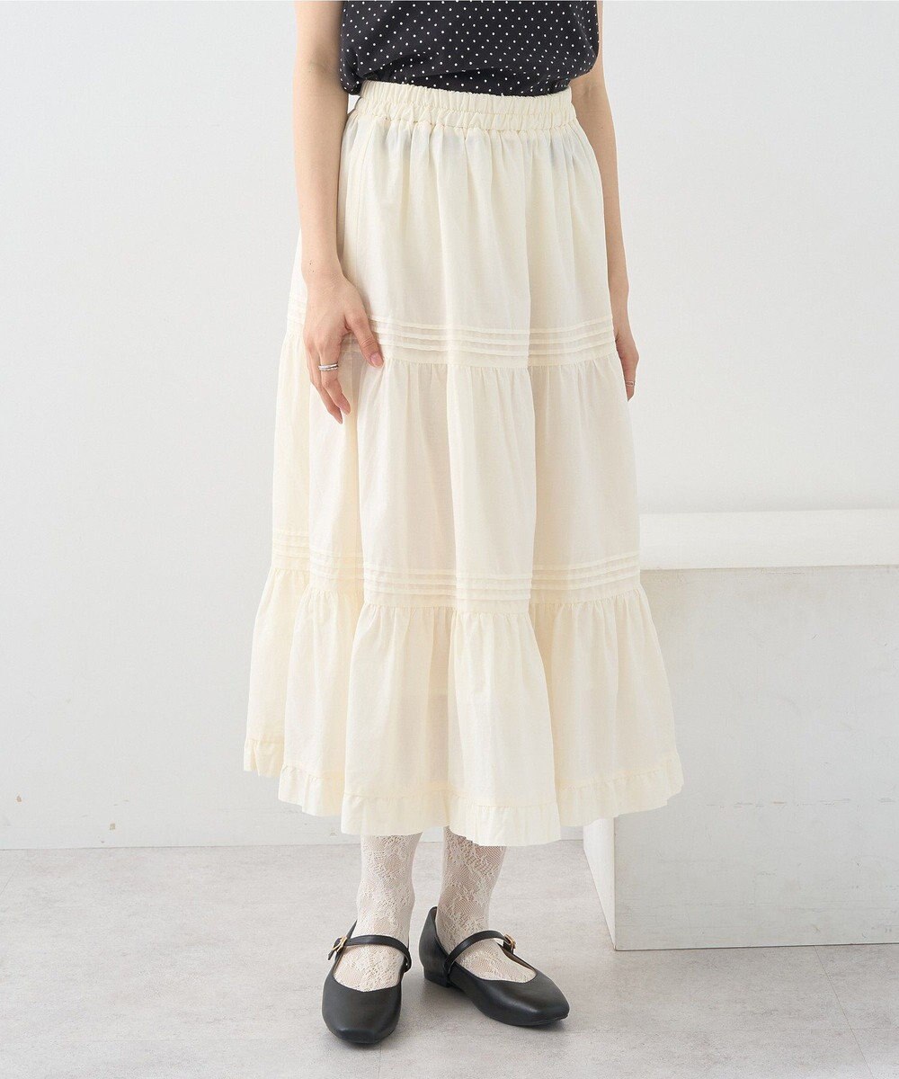 earth music&ecology ピンタックティアードミディスカート 