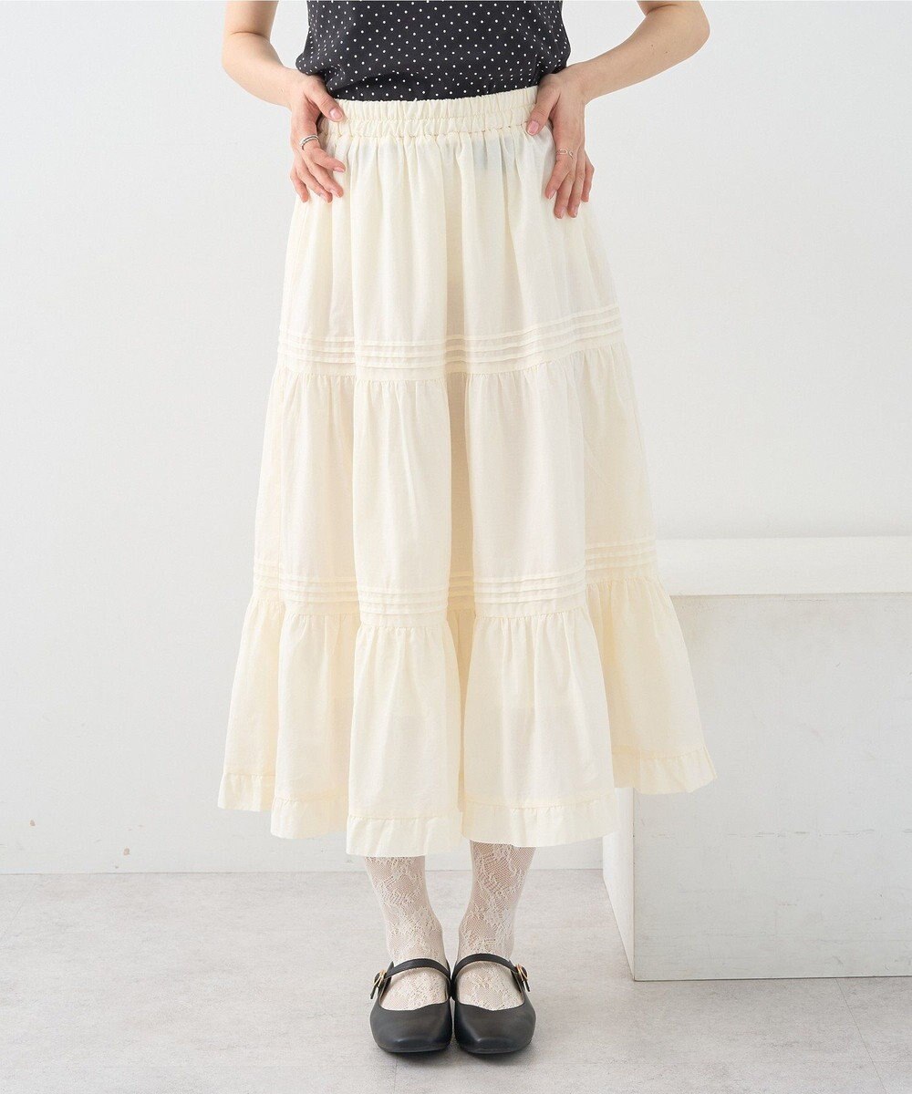 earth music&ecology ピンタックティアードミディスカート 