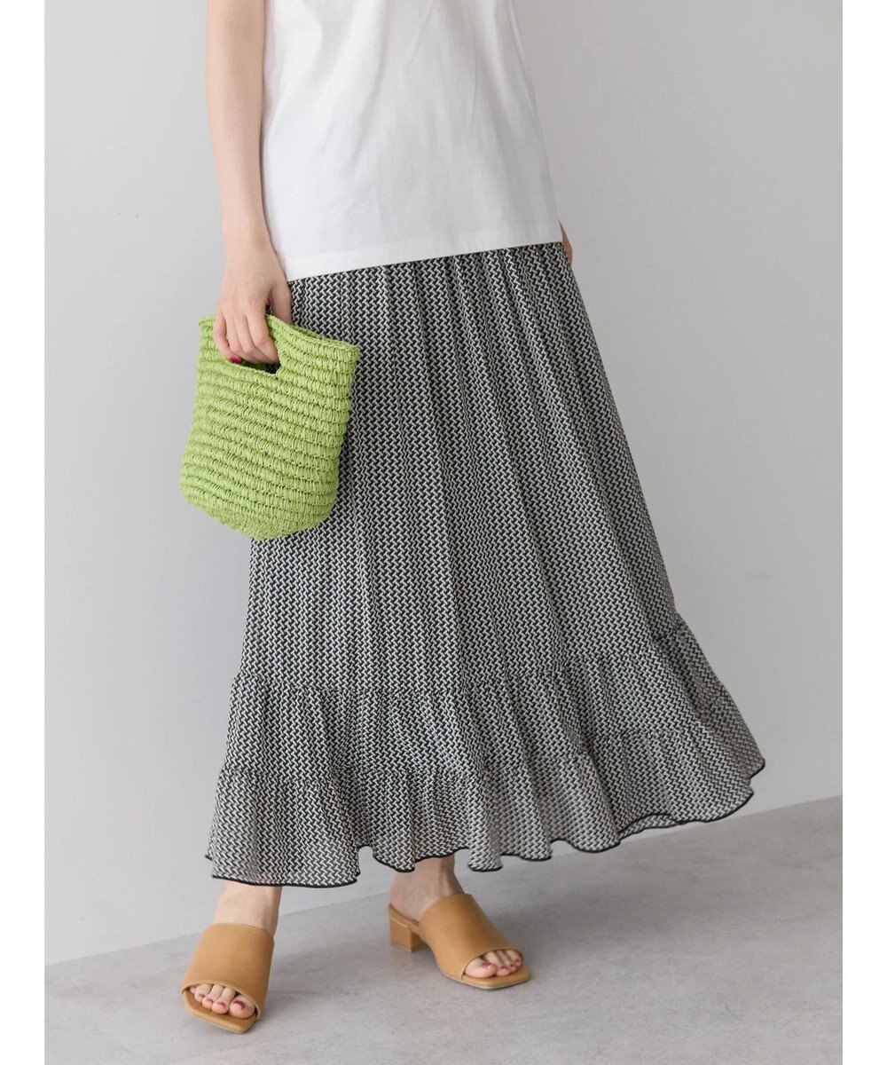 AMERICAN HOLIC 幾何学柄裾ティアードスカート 