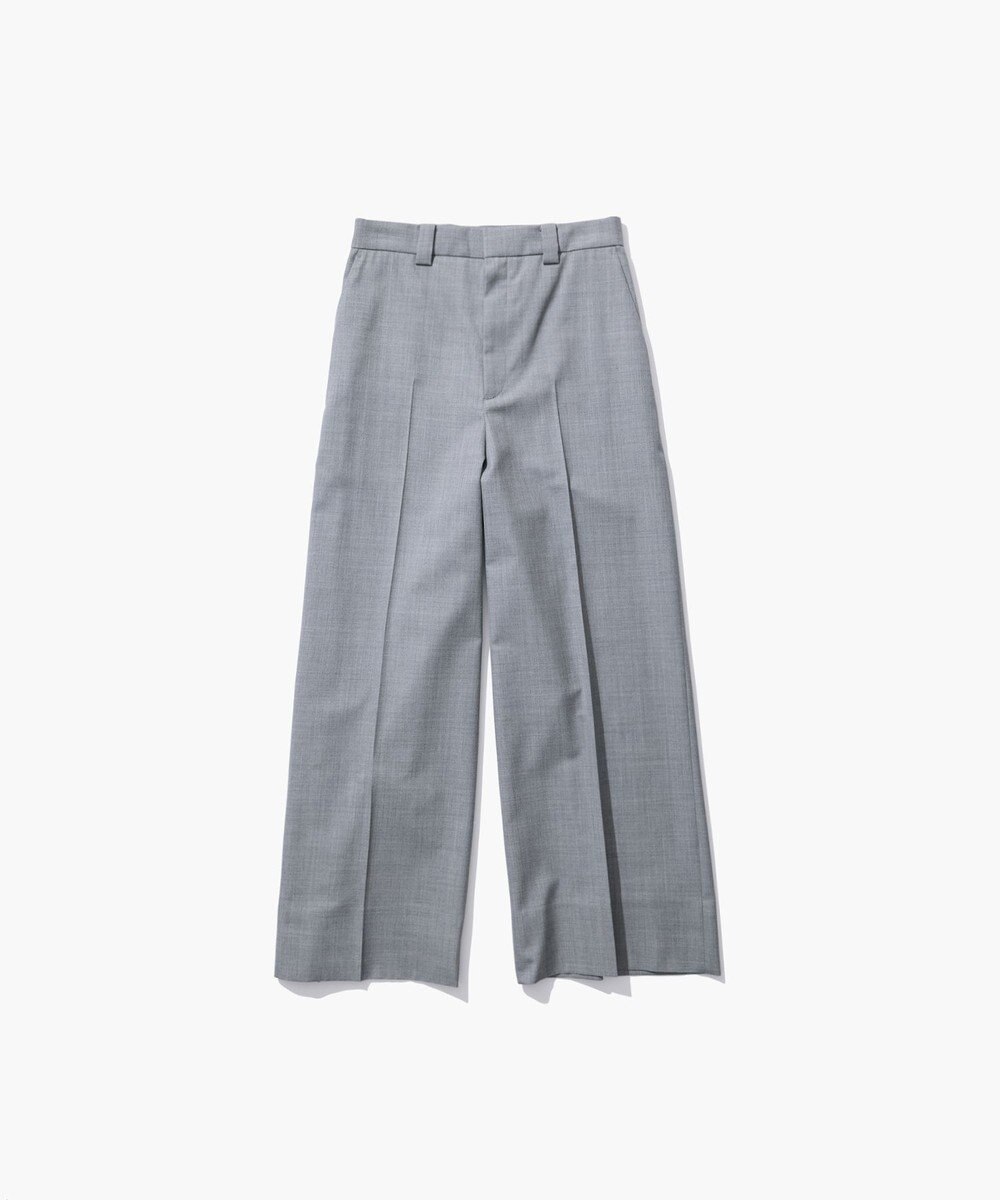 ATON WOOL SILK TWILL | タックレスワイドパンツ 
