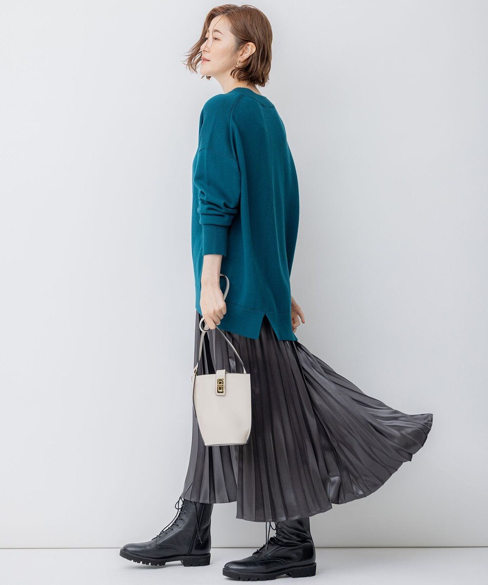 23区 【洗える】レザーライク プリーツスカート 