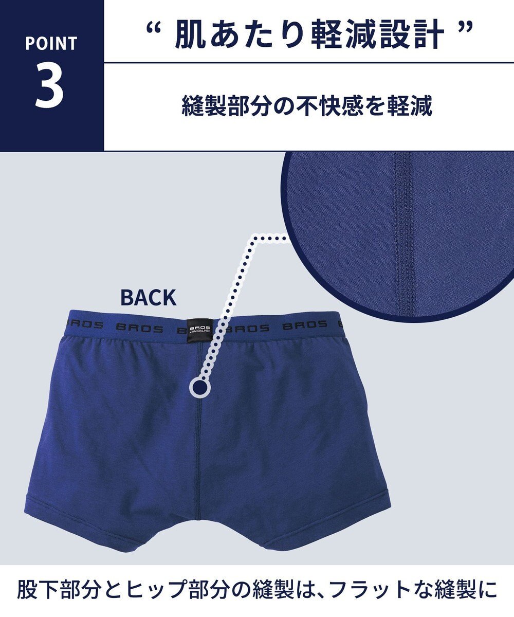 WACOAL MEN ボクサーパンツ【3枚セット】オーガニック綿混(本体) フロント快適設計 肌あたり軽減設計 前閉じ 下着 GT3333 /ブロス バイ ワコールメン 
