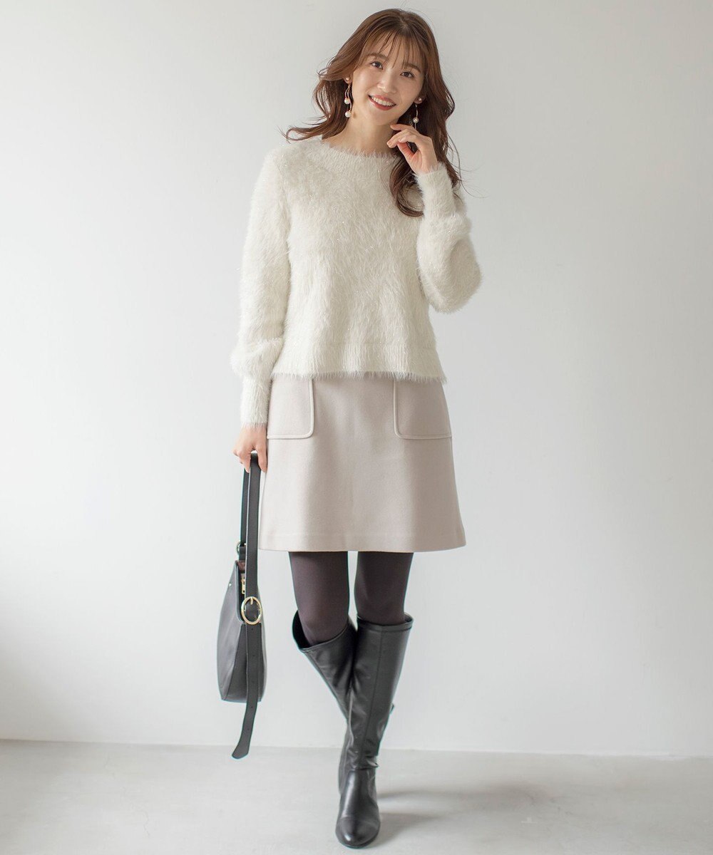 ANY SIS 【洗える】フィルムラメシャギー ニット 