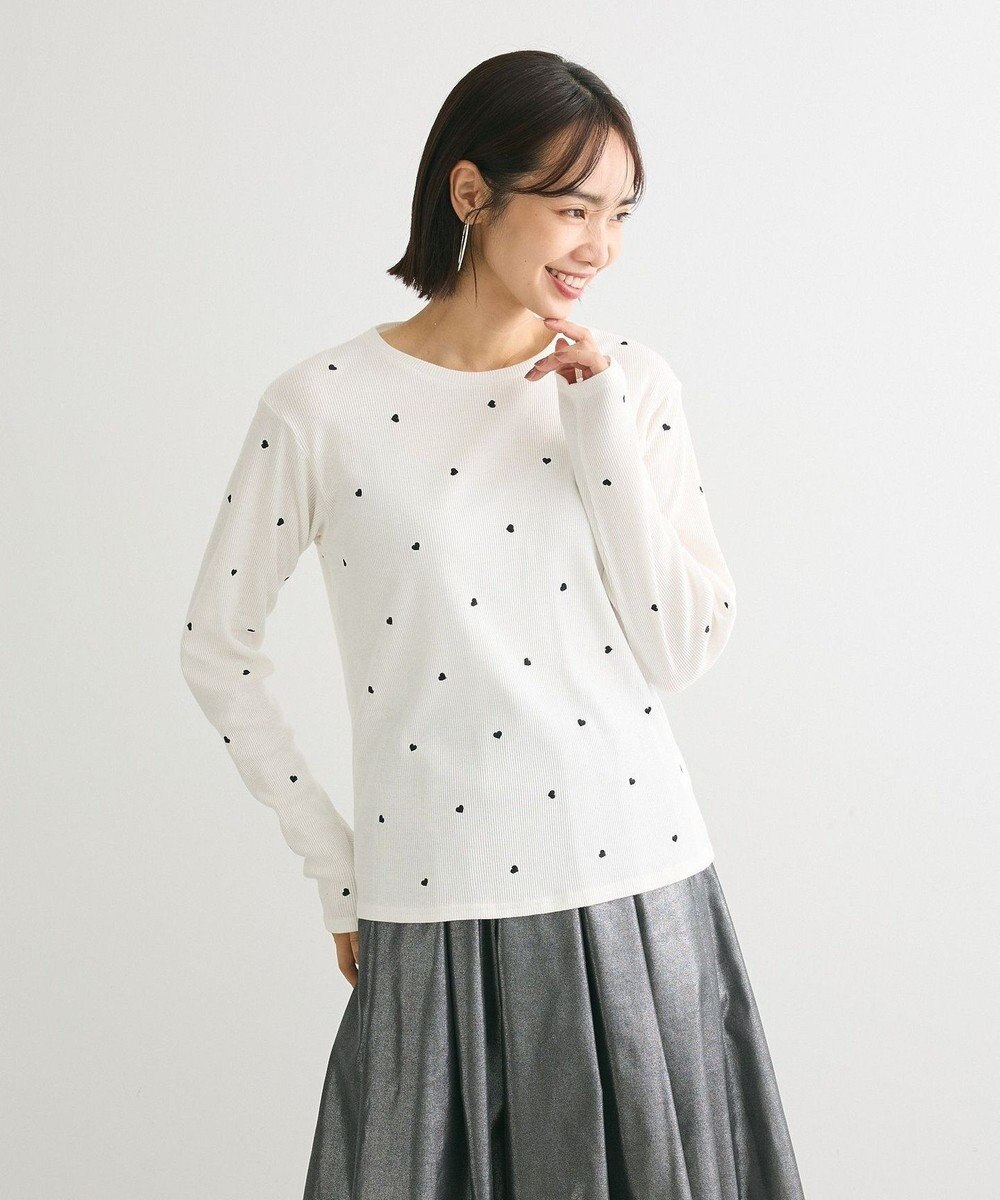 Green Parks ・ＤＯＵＢＬＥ　ＦＬＡＧＳ　ハート刺繍リブロンＴＥＥ 