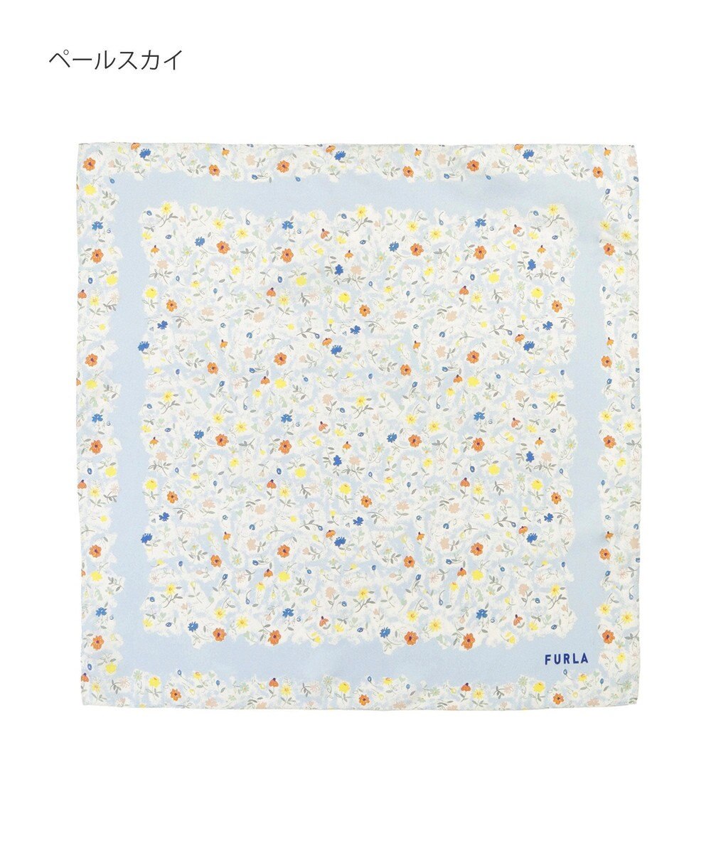 MOONBAT 【シルク100%】フルラ (FURLA) 小花柄 シルクプリントスカーフ 58cm×58cm 