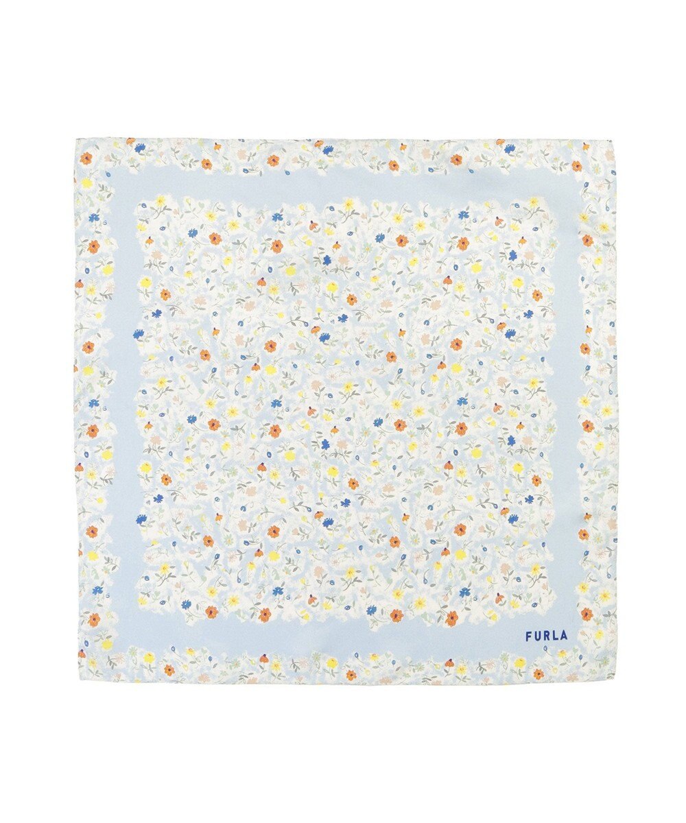 MOONBAT 【シルク100%】フルラ (FURLA) 小花柄 シルクプリントスカーフ 58cm×58cm 