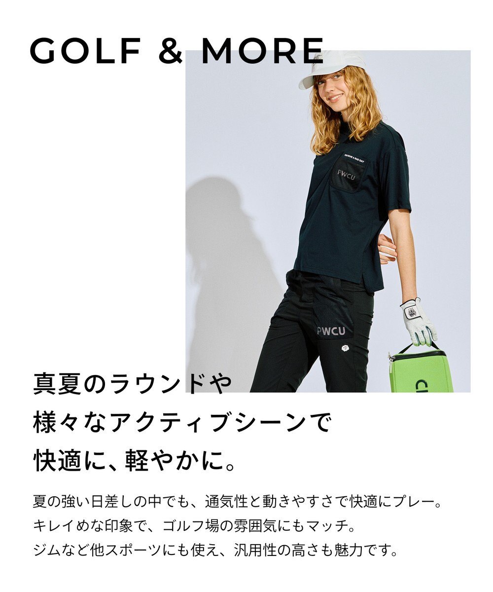 PW CIRCULUS 【吸水速乾 / UV遮蔽率99% UVカット / ストレッチ】【WOMEN】メッシュポケットモックネックT ゴルフウェア レディース 