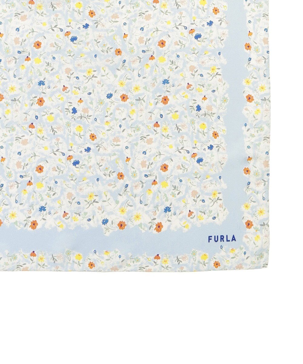 MOONBAT 【シルク100%】フルラ (FURLA) 小花柄 シルクプリントスカーフ 58cm×58cm 