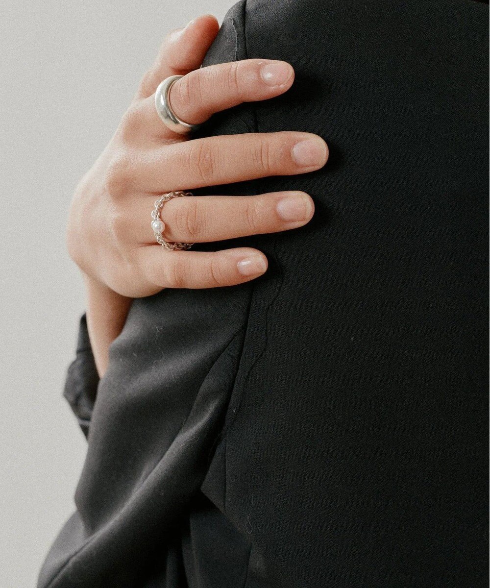 yoaa シルバー925 ピンクアコヤチェーンリング 