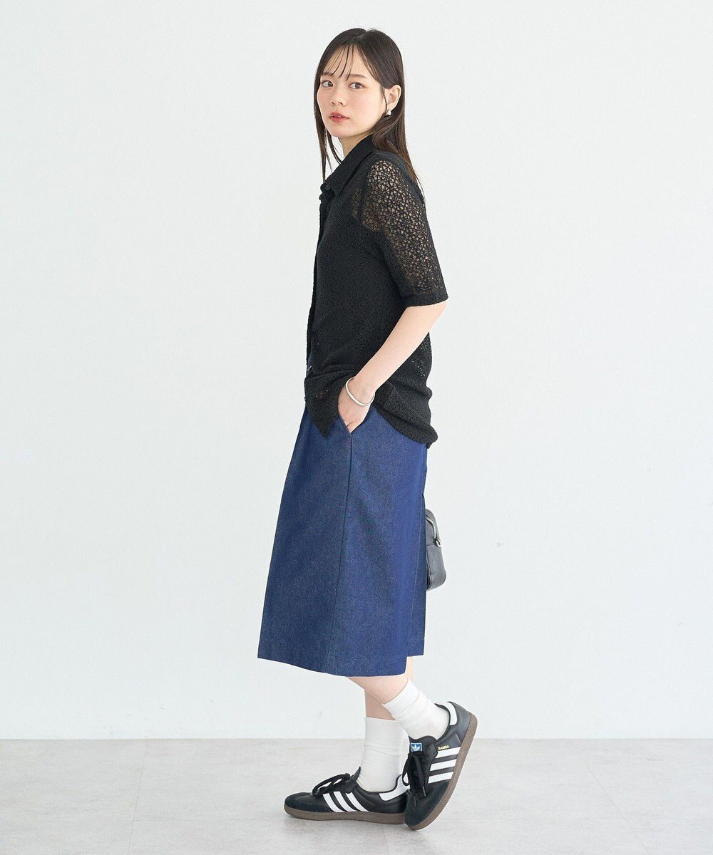 earth music&ecology ストレッチレース襟付シャツ 