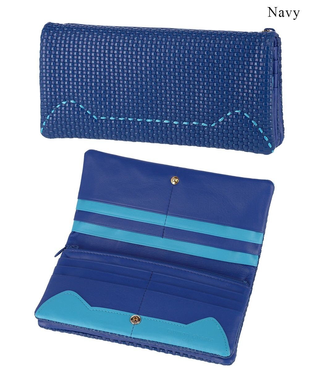 tsumori chisato CARRY エンボスメッシュ かぶせ 長財布 ねこステッチ 