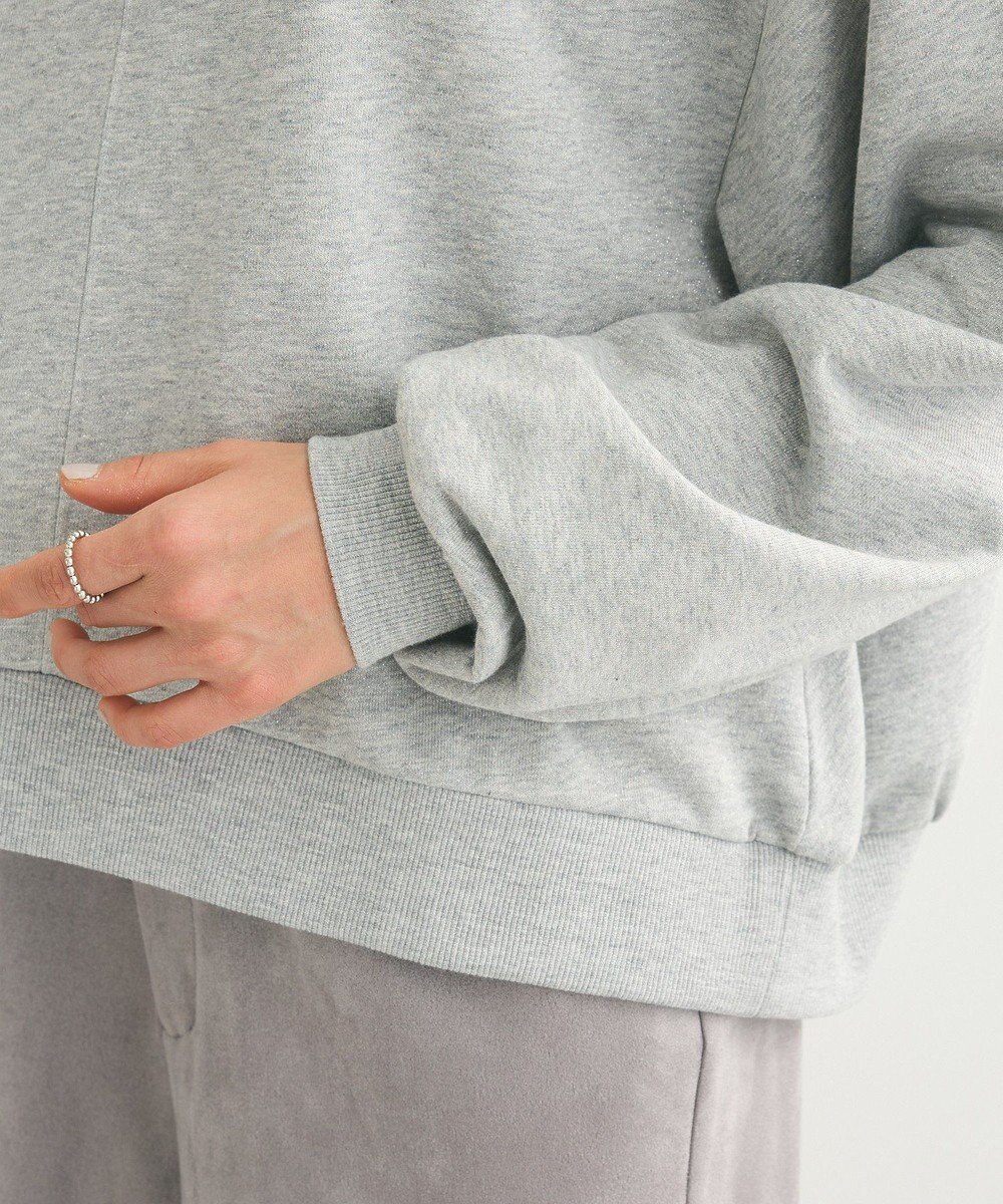 Green Parks ショート丈ラメ裏毛ボートネックプルオーバー 