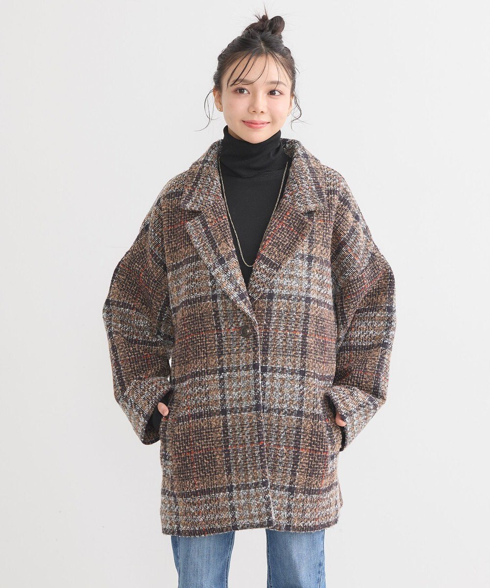 earth music&ecology オーバーテーラードジャケット　チェック 