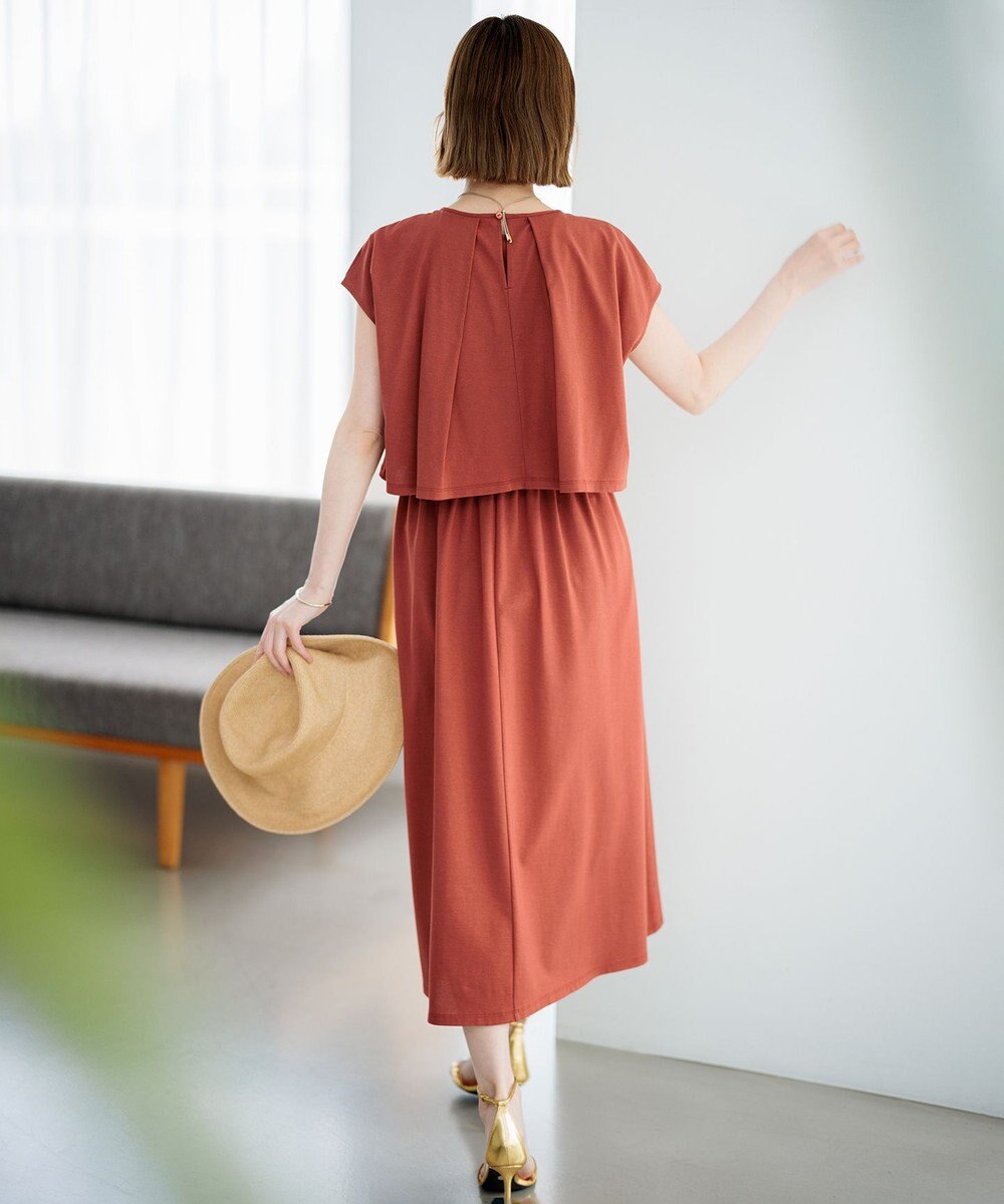 23区 【洗える】ドライコットンジャージー レイヤードワンピース 