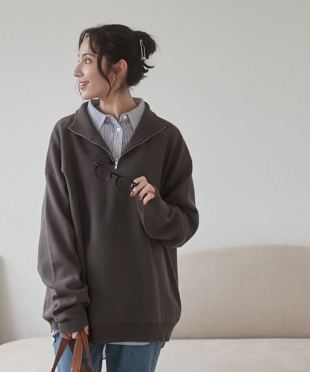 WEGO 【ユニセックス着用ITEM】ミラノリブハーフジッププルオーバー 