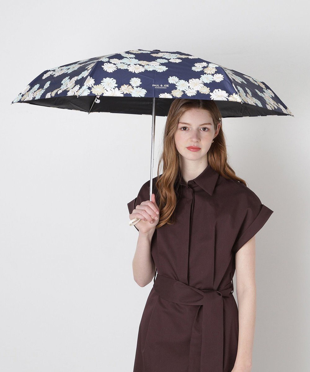 MOONBAT 【一級遮光/コンパクト】PAUL & JOE 晴雨兼用 日傘 折りたたみ日傘 軽量 総柄クリザンテーム 遮熱 UV 