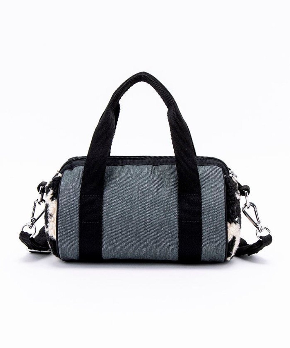 LeSportsac DENIM ROLL BAG/ブラックデニム/レオパードシェルパ 