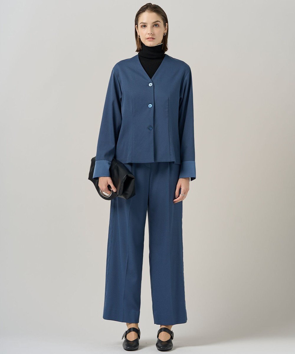 ICB L 【裏起毛】 ウォームサテン ワイドストレートパンツ 