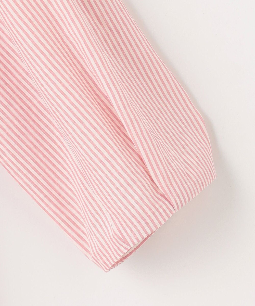 J.PRESS LADIES 【洗える】コットンアセVis ストライプ ギャザー ブラウス 