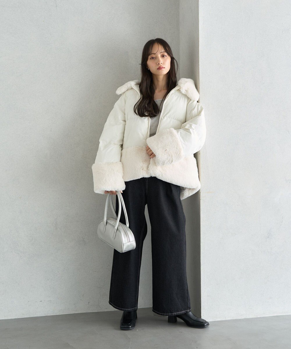 earth music&ecology フードファー中綿ショートコート 