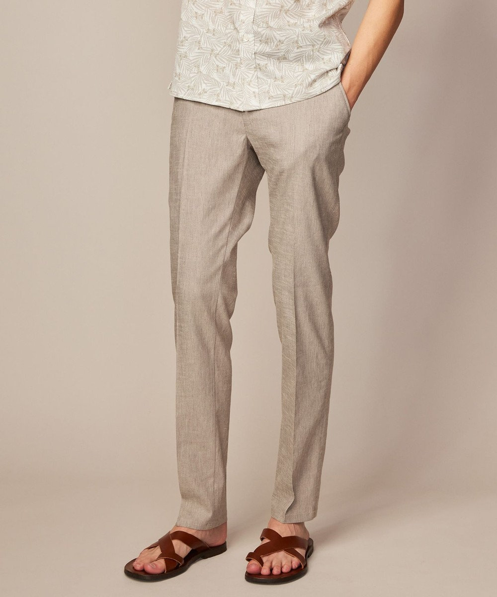 JOSEPH ABBOUD 【ウエストも伸びる！/ストレッチ】ミックスリネンシャンブレーパンツ 