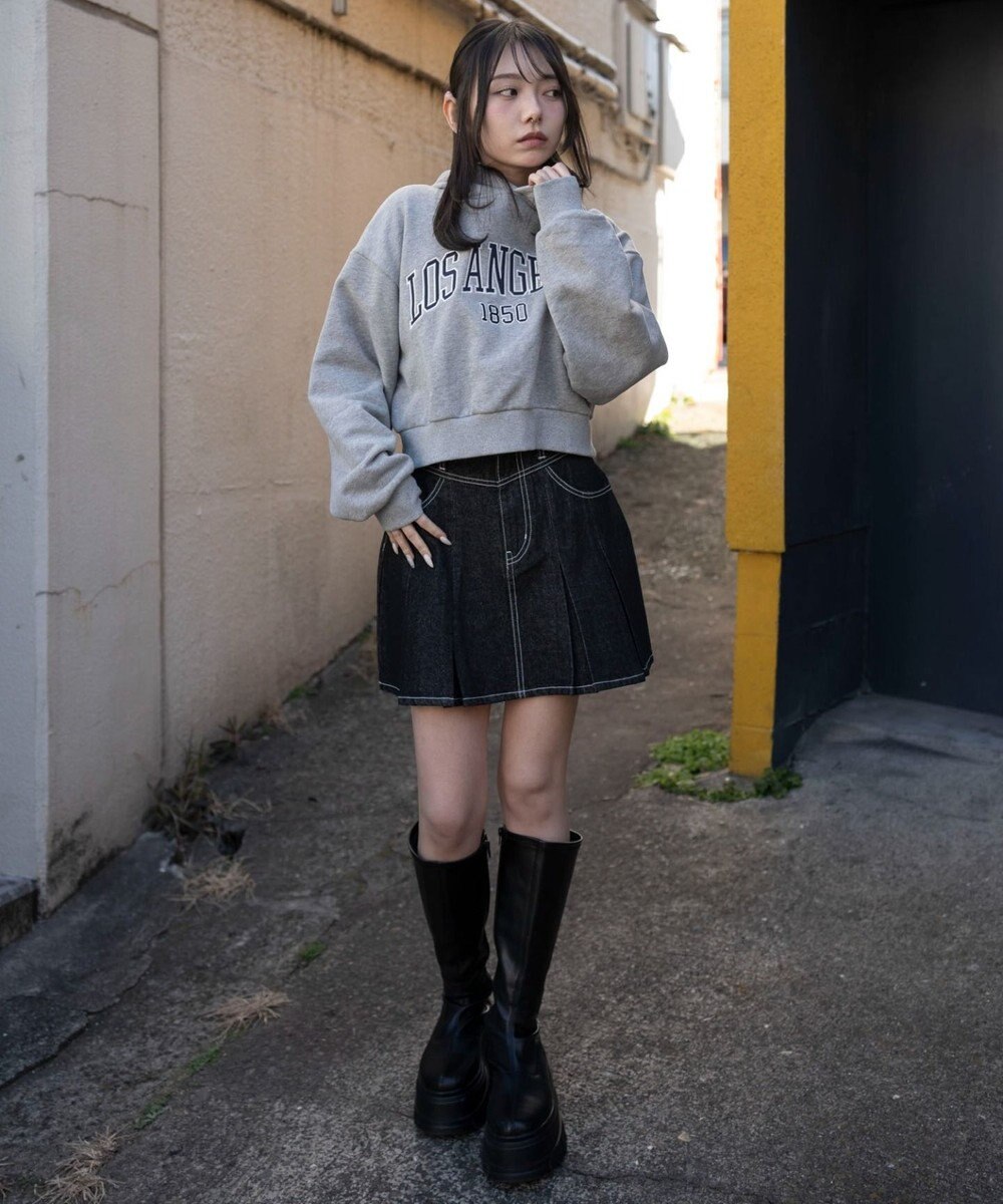 WEGO デニムプリーツミニスカート 