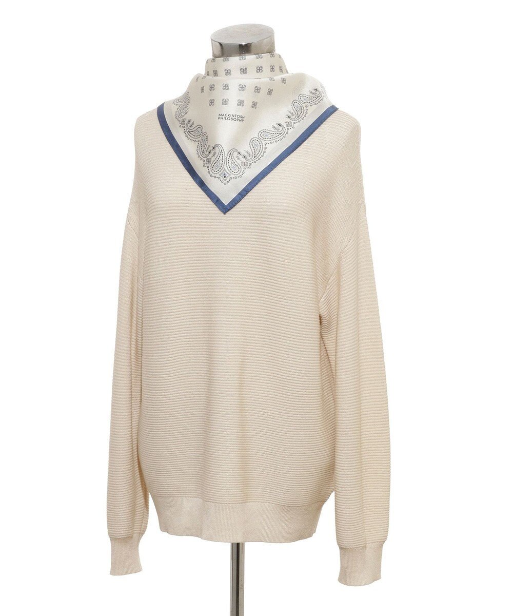 MOONBAT 【シルク100%】MACKINTOSH PHILOSOPHY(マッキントッシュ フィロソフィー）幾何柄 シルクプリントスカーフ 日本製 68cm×68cm UV対策 