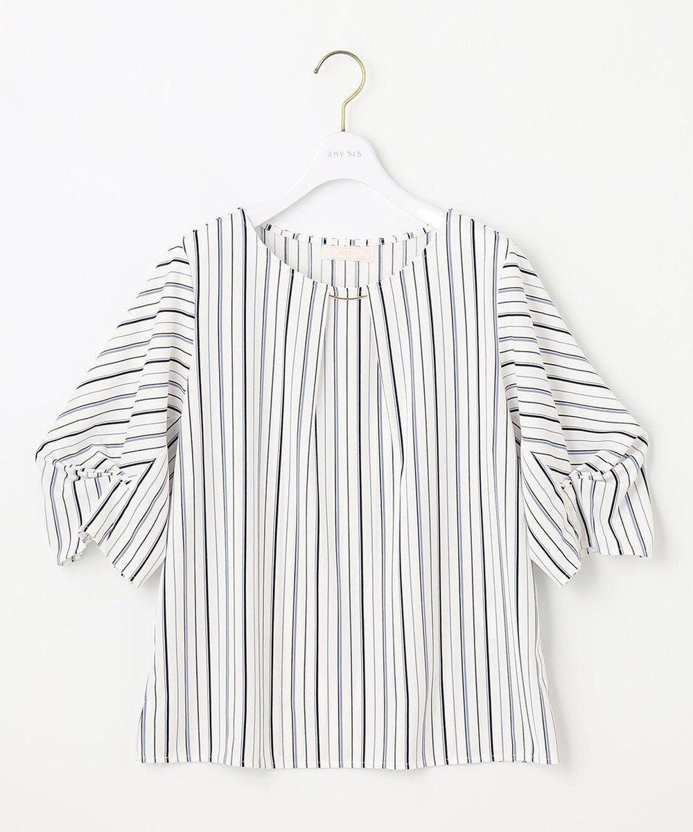 ANY SIS 【接触冷感・吸水速乾・UVケア】エアリードレープスムース タックスリーブ ブラウス 