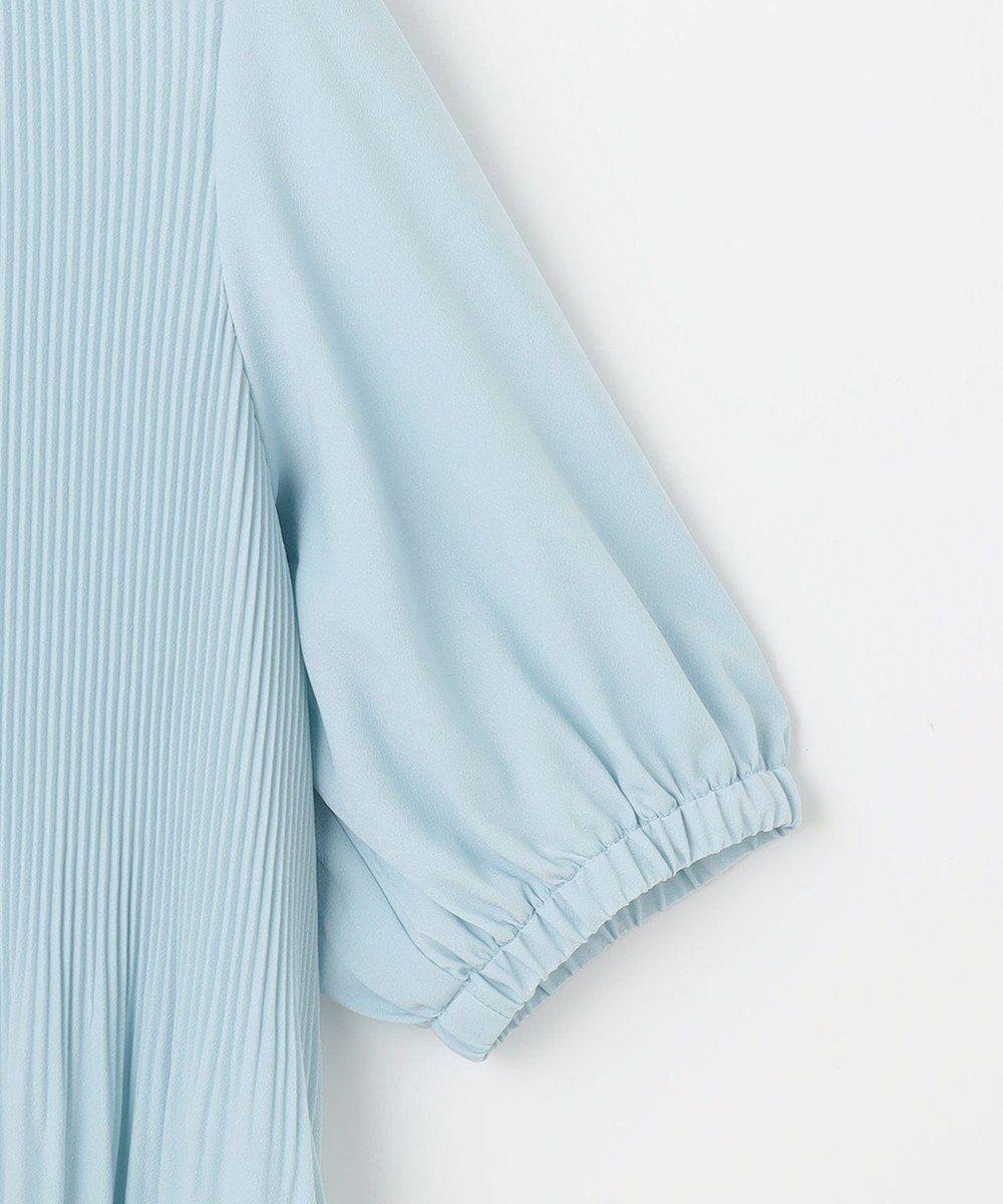 Feroux 【洗える】プリーツコンビ半袖 ブラウス 