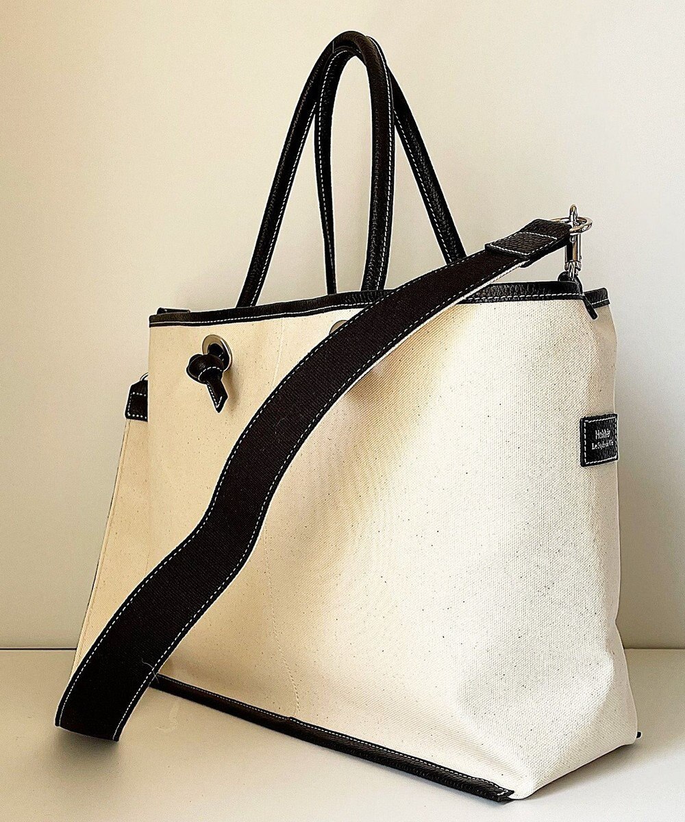Hekhèr Le Style de Vie 【日本製 / A4サイズ対応/2WAY】コットンキャンバス×シュリンクレザー ノットトートバッグ large 